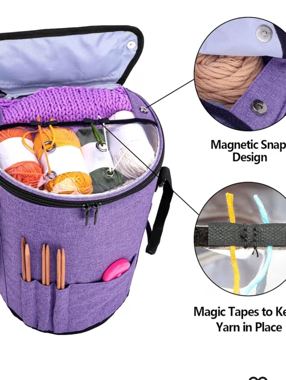 Teamoy Crochet Bags for Women, Yarn Storage Organizer, Knitting Project Bag for